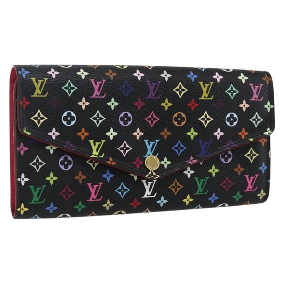 LOUIS VUITTON Multicolor Portefeiulle Sarah Wallet Black M60668 LV Auth 165955V