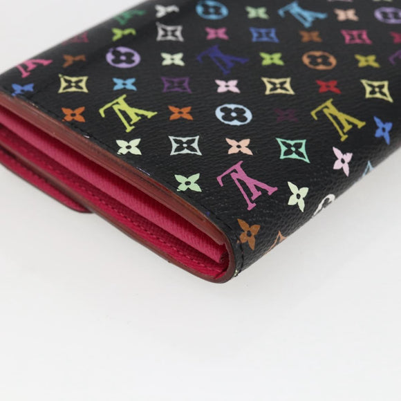 LOUIS VUITTON Multicolor Portefeiulle Sarah Wallet Black M60668 LV Auth 165955V