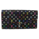 LOUIS VUITTON Multicolor Portefeiulle Sarah Wallet Black M60668 LV Auth 165955V-13