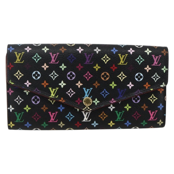 LOUIS VUITTON Multicolor Portefeiulle Sarah Wallet Black M60668 LV Auth 165955V