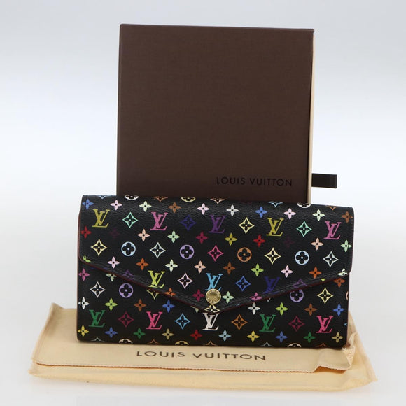 LOUIS VUITTON Multicolor Portefeiulle Sarah Wallet Black M60668 LV Auth 165955V