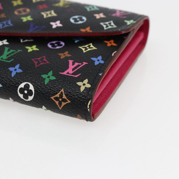 LOUIS VUITTON Multicolor Portefeiulle Sarah Wallet Black M60668 LV Auth 165955V
