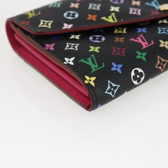 LOUIS VUITTON Multicolor Portefeiulle Sarah Wallet Black M60668 LV Auth 165955V
