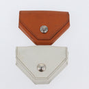 HERMES Van Cator Münzbörse Leder 4er Set Hellblau Orange weiß Auth 165957-11