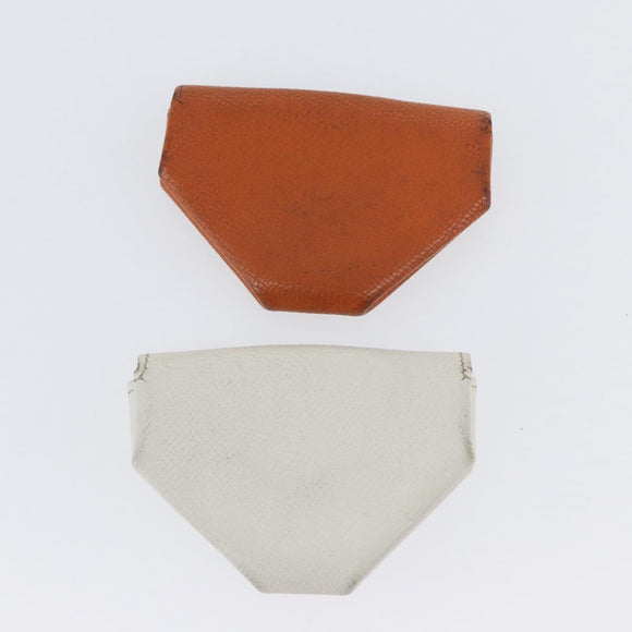 HERMES Van Cator Münzbörse Leder 4er Set Hellblau Orange weiß Auth 165957