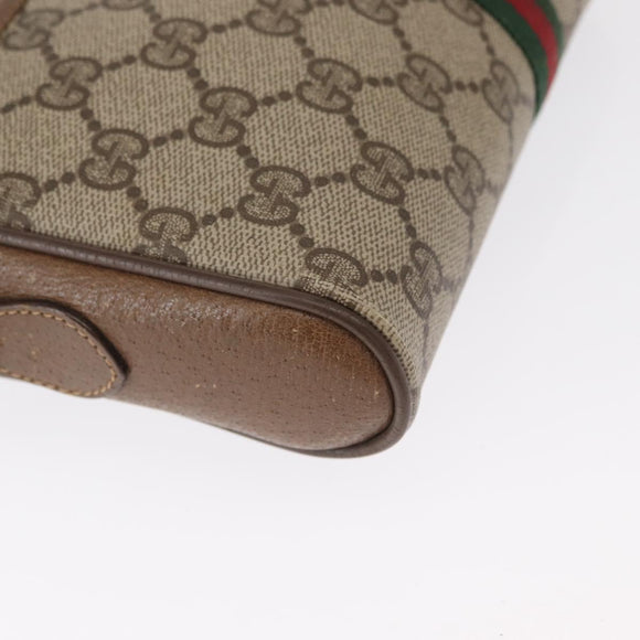GUCCI GG Supreme Web Sherry Line Bag PVC Beige Gold 89 02 055 Auth 165970