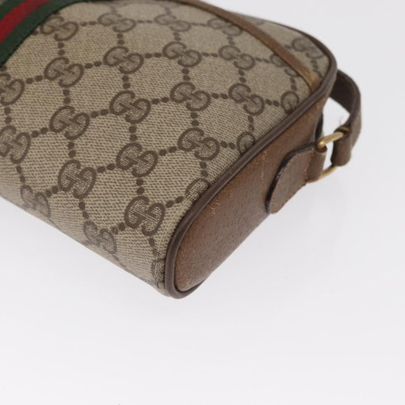 GUCCI GG Supreme Web Sherry Line Bag PVC Beige Gold 89 02 055 Auth 165970