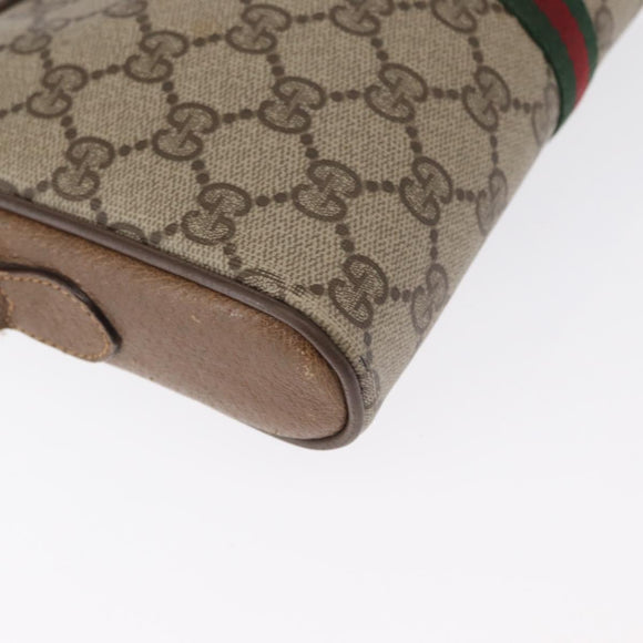 GUCCI GG Supreme Web Sherry Line Bag PVC Beige Gold 89 02 055 Auth 165970