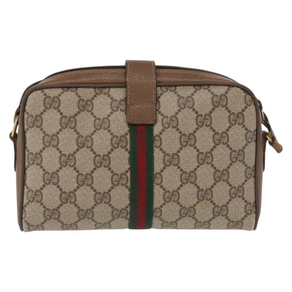 GUCCI GG Supreme Web Sherry Line Bag PVC Beige Gold 89 02 055 Auth 165970