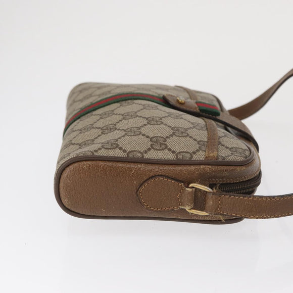 GUCCI GG Supreme Web Sherry Line Bag PVC Beige Gold 89 02 055 Auth 165970
