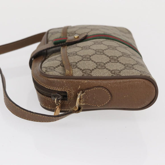 GUCCI GG Supreme Web Sherry Line Bag PVC Beige Gold 89 02 055 Auth 165970