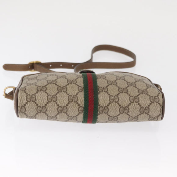 GUCCI GG Supreme Web Sherry Line Bag PVC Beige Gold 89 02 055 Auth 165970