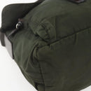 PRADA Shoulder Bag Nylon Khaki Silver Auth 165971-15