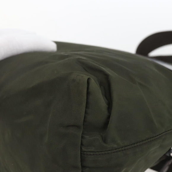 PRADA Shoulder Bag Nylon Khaki Silver Auth 165971