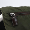 PRADA Shoulder Bag Nylon Khaki Silver Auth 165971-19