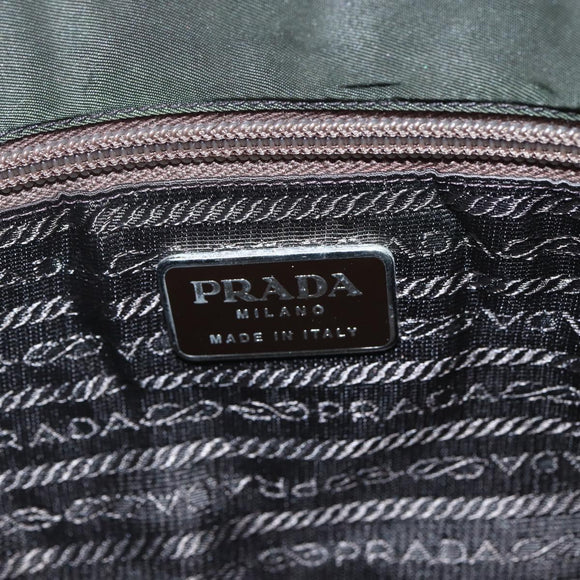 PRADA Shoulder Bag Nylon Khaki Silver Auth 165971