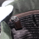 PRADA Shoulder Bag Nylon Khaki Silver Auth 165971-22