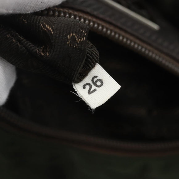 PRADA Shoulder Bag Nylon Khaki Silver Auth 165971