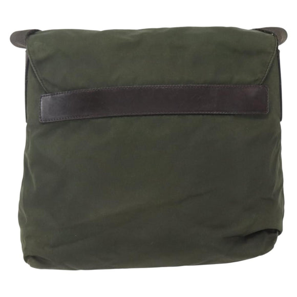 PRADA Shoulder Bag Nylon Khaki Silver Auth 165971