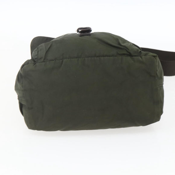 PRADA Shoulder Bag Nylon Khaki Silver Auth 165971