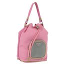 PRADA Hand Bag Nylon Pink Gold Auth 165974-1