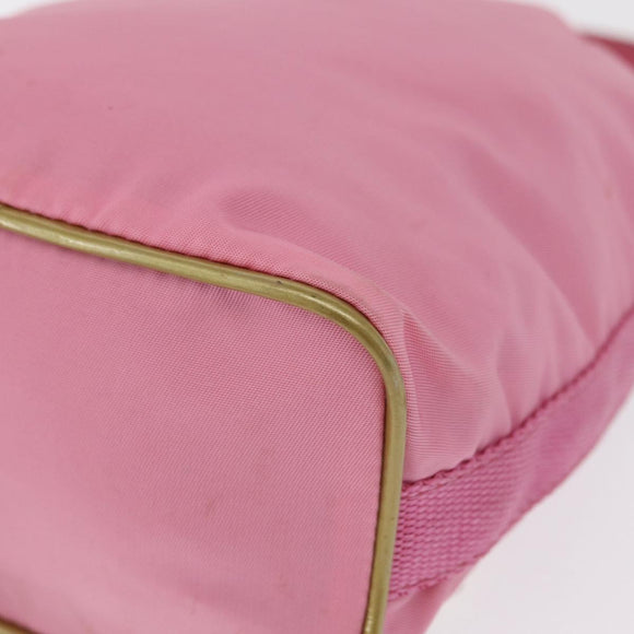 PRADA Hand Bag Nylon Pink Gold Auth 165974
