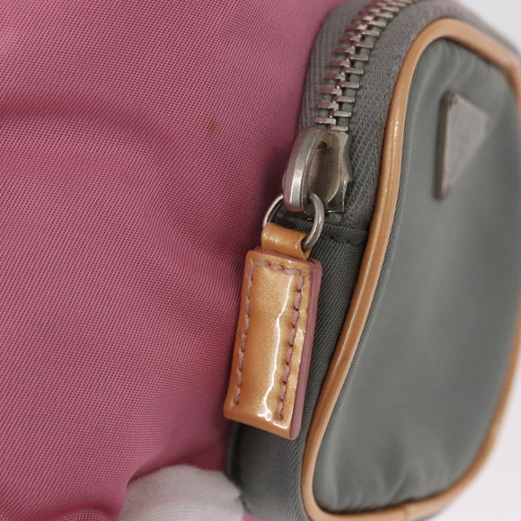 PRADA Hand Bag Nylon Pink Gold Auth 165974