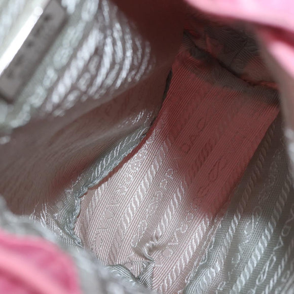 PRADA Hand Bag Nylon Pink Gold Auth 165974