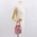 PRADA Hand Bag Nylon Pink Gold Auth 165974-24