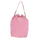 PRADA Hand Bag Nylon Pink Gold Auth 165974-2