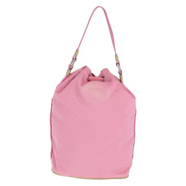PRADA Hand Bag Nylon Pink Gold Auth 165974 - 0