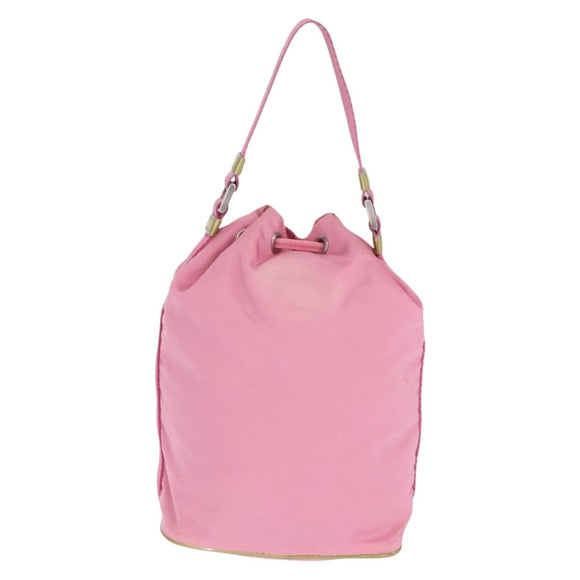 PRADA Hand Bag Nylon Pink Gold Auth 165974