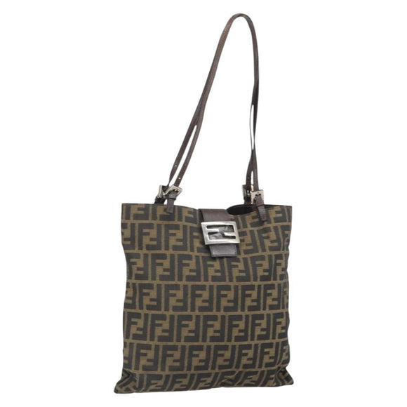 FENDI Zucca Canvas Mamma Tote Bag Schwarz Braun Original 165975