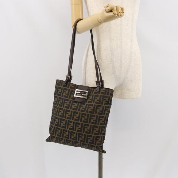 FENDI Zucca Canvas Mamma Tote Bag Schwarz Braun Original 165975