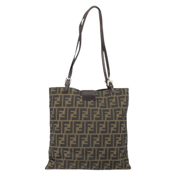 FENDI Zucca Canvas Mamma Tote Bag Black Brown Auth 165975 - 0