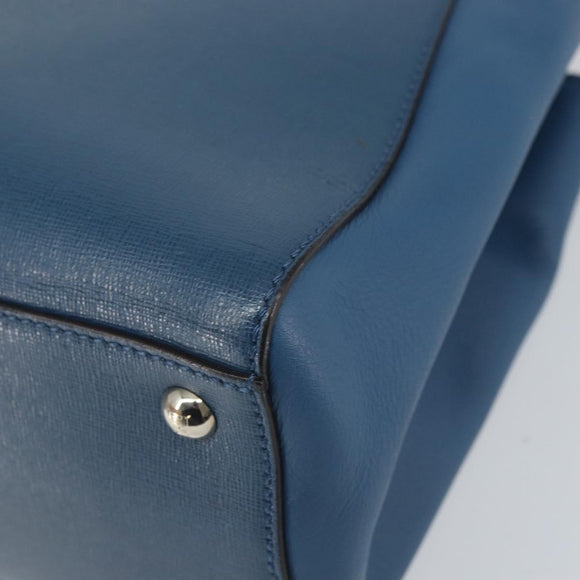 FENDI To joule Hand Bag Leather 2way Blue Gold Auth 165976