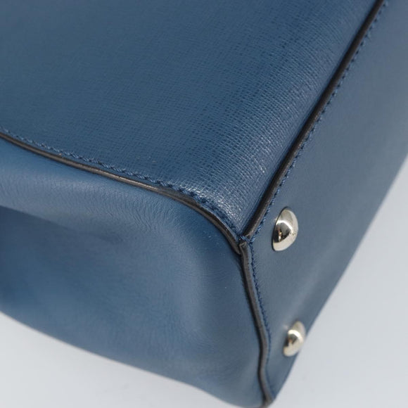 FENDI To joule Hand Bag Leather 2way Blue Gold Auth 165976