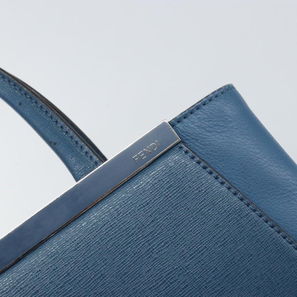 FENDI To joule Hand Bag Leather 2way Blue Gold Auth 165976