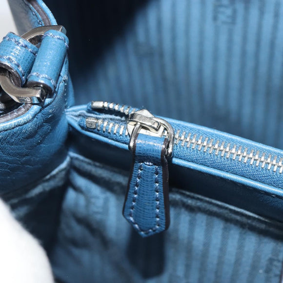 FENDI To joule Hand Bag Leather 2way Blue Gold Auth 165976