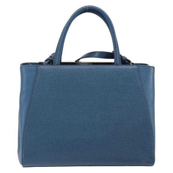 FENDI To joule Hand Bag Leather 2way Blue Gold Auth 165976