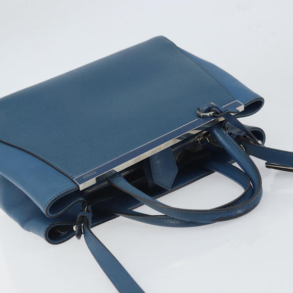 FENDI To joule Hand Bag Leather 2way Blue Gold Auth 165976