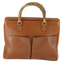 GUCCI Bamboo Hand Bag Leather 2way Brown Gold 002 123 0322 Auth 165977-13