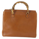 GUCCI Bamboo Hand Bag Leather 2way Brown Gold 002 123 0322 Auth 165977-2
