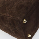 Christian Dior Lady Dior Canage Hand Bag Suede Brown Gold Auth 165978-14