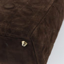 Christian Dior Lady Dior Canage Hand Bag Suede Brown Gold Auth 165978-15