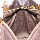 Christian Dior Lady Dior Canage Hand Bag Suede Brown Gold Auth 165978-19