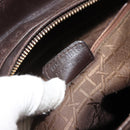 Christian Dior Lady Dior Canage Hand Bag Suede Brown Gold Auth 165978-12
