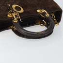 Christian Dior Lady Dior Canage Hand Bag Suede Brown Gold Auth 165978-7