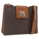CELINE Macadam Canvas Shoulder Bag PVC Leather Brown Gold Auth 165981-1