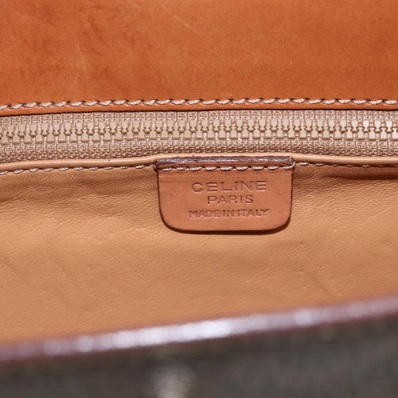 CELINE Macadam Canvas Shoulder Bag PVC Leather Brown Gold Auth 165981
